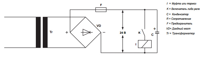 Схема подключения электромагнитных муфт